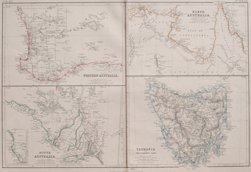 Western Australia
South Australia
North Australia
Tasmania or Van Diemen's Land 1860